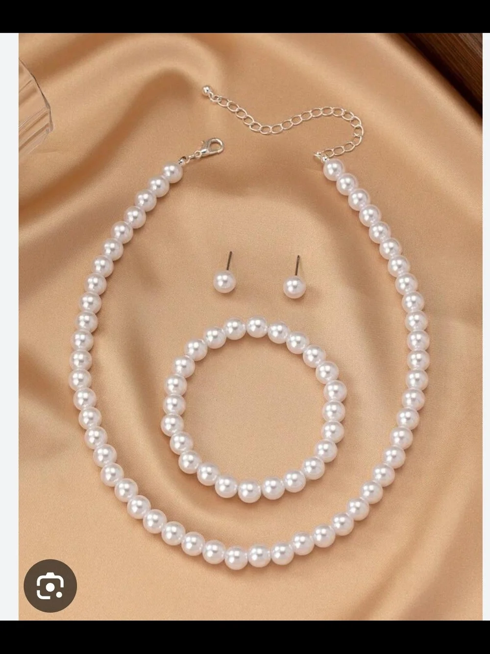 New In Package -Pearl Little Girls Necklace & Earring Set - White